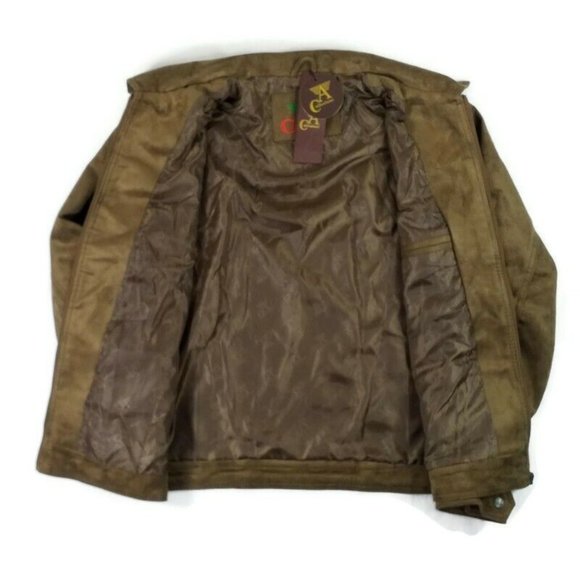 A Collezioni Brown Faux Suede Fully Lined Zip Front Jacket Mens XXL NWT - Picture 11 of 14